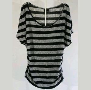 JKLA California Black & Gray Striped Cap Sleeve